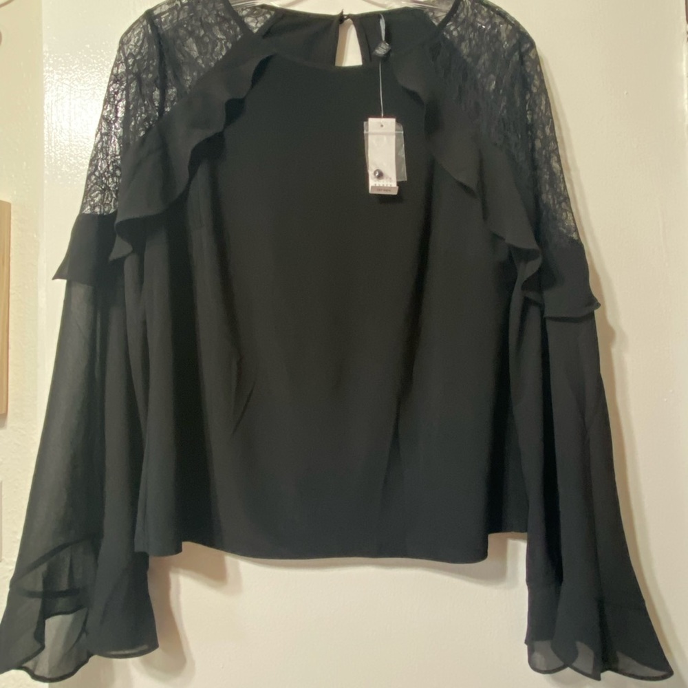 WHBM black lace top